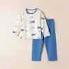 Conjunto Casa Algodão Puro Fino Estilo Coreano Roupas de Casa para Meninas Gola Redonda Manga Longa Pijama Infantil Masculino Classe A Verão