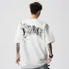 Camiseta de Verano para Hombre con Bordado Floral de Moda, Manga Corta, Estilo Americano, Peso Pesado, Elegante, Corte Oversize