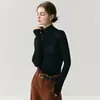 Lavável à Máquina! Camisa Base de Lã Yangzi Fio Penteado Sem Costura Calibre 18 Feminina Gola Alta Slim Fit Alta Elasticidade