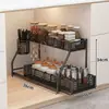 Estante de Almacenamiento para Fregadero de Cocina del Hogar Gabinete Deslizante Estante Deslizante por Capas Cesta Deslizante Estante de Almacenamiento para Platos de Fregadero Condimentos