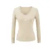 Tricô Sexy de Manga Longa com Renda Sexy Decote V Curto Puro Desejo Camisa Básica Sexy para Cintura