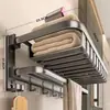 Estante de Toallas para Baño Color Gunmetal Sin Taladro Aluminio Espacial Estilo Lujo Ligero Estante de Almacenamiento para Baño Set Montado en Pared para Inodoro