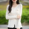 Suéter de Tricô Novo Estilo Verão para Mulheres, Cardigã Fino de Linho Seda Gelo, Camisa de Proteção Solar Feminina, Camisa Feminina de Manga Comprida para Ar Condicionado, Xale Atacado