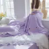 Juego de cuatro piezas de edredón de seda helada estilo princesa de verano, edredón de seda lavable para enfriar en verano, edredón para aire acondicionado, edredón delgado de verano doble