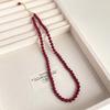 Colar de Pérolas de Vidro Vermelho Ankesela Brincos Femininos Estilo Retrô de Hong Kong Moda de Nicho Conjunto de Joias de Alto Nível