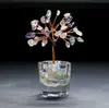 Ornamento de Árvore da Fortuna de Cristal Amarelo Natural, Tigela de Tesouro de Ametista, Mini Decoração para Mesa de Escritório, Artesanato