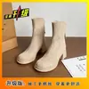 Botines de Tacón Alto de Gamuza Moda Retro Botas Martin de Caballero Suela Gruesa Desmontable Botas para Pierna de Pantalón Uso Bidireccional Mujer Nuevo Estilo 2026