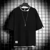 Camiseta de Manga Curta de Verão Masculina Estilo Hong Kong Tendência Camiseta Básica Estudante Cor Sólida Solta Fresca Gola Redonda Roupas para Homens