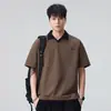 Camiseta de Manga Curta Falsa de Duas Peças Estilo Novo 2026, Tendência Retro Americana, Versátil com Apliques, Top Color Block de Verão com Gola Reversível para Homens