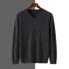 Novedad Otoño e Invierno 2024 Tejido de Cachemir para Hombre de Manga Larga Versátil, Cómodo, Amigable con la Piel, Holgado y Suave, Cuello en V, Ropa Interior