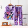 Pijamas infantis de atacado transfronteiriços para meninas, primavera e outono, cardigan de manga comprida, pijamas médios e grandes, roupas de casa para bebês, podem ser usadas ao ar livre