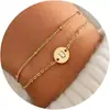 Pulsera de Acero Inoxidable de Doble Capa con Letras Inglesas Moda Versátil Pulsera de Cuentas en Capas de 26 Letras Joyería para Mujeres