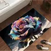 Tapete de Chão 3D Flor Rosa de Terra de Diatomáceas Transfronteiriço, Tapete Absorvente para Banheiro, Tapete Antiderrapante de Secagem Rápida para Entrada de Vaso Sanitário, Tapete de Entrada Doméstico