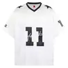 Camiseta Esportiva Casual Retro Americana com Decote V, Manga Curta, Estampa Digital, Unissex, Modelo Soltinho