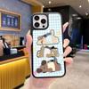 Funda Espejo Galvanizado para iPhone 17 Oso Cuadros Azules Amigable para Estudiantes 13 Linda Manzana 16 Funda Protectora Anticaídas