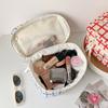 Bolsa Cosmética Ins de Aspecto Lujoso a Cuadros de Cereza para Niña, Bolsa de Cosméticos de Gran Capacidad, Esencial de Viaje, Bolsa de Aseo