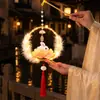 Linterna Tradicional con Forma de Flor para Niños del Festival de Mediados de Otoño, Linterna de Conejo de Jade Lunar Portátil, Linterna de Conejo de Jade DIY, Accesorio de Linterna Brillante