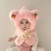 Sombrero y Bufanda de Peluche Todo en Uno para Niños para Otoño e Invierno, Sombrero con Protección para las Orejas para Niños, Conjunto Lindo de Dos Piezas de Dibujos Animados para Niñas
