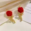 Colgante Cruz Fronteriza Rosa Roja Collar Colgante Pequeño y Exquisito Temperamento Lujo Ligero Elegante Venta Caliente Joyería que No se Desvanece para Mujeres