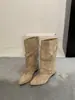 Chica guapa dulce y genial~ Botines cortos para mujer con punta fina, tacón alto grueso, caña ancha, botas western estilizadas, botas de cowboy Maillard para mujer