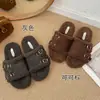 Pantuflas Peludas de Suela Gruesa Jialuoya para Mujer, Para Usar al Aire Libre, Novedades Otoño/Invierno, Versátiles Casuales, Súper Populares, Pantuflas de Algodón Birkenstock de una Sola Tira