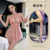 Lingerie Sexy Camisola com Suspensório de Pérola Seios Pequenos Poliuretano Tentação Roupa Íntima Conjunto de Pijama Sem Abstinência para Mulheres