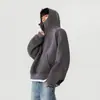 Sudadera con Media Cremallera Dividida Estructura Pesada Americana para Hombre Ajuste Limpio Atractivo Sudadera con Capucha de Otoño