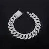Estilo Novo Europeu e Americano Liga de Zinco 15mm Três Fileiras Diamante Fecho de Encaixe Corrente Cubana Alto Padrão Vintage Criativo Simples Hip-Hop Colar