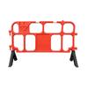 Caballo de plástico rojo plástico móvil barrera valla publicitaria construcción caballo de hierro desmontable base móvil de barandilla