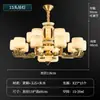 Luminária Pendente Eyphi/ Novo Estilo Chinês Toda em Cobre com Pingente de Jade, Alto Padrão e Grandiosa, Adequada para Vilas, Casas de Luxo, Salas de Jantar com Pé-Direito Alto e Iluminação de Quartos