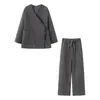Exportación Transfronteriza Ropa de Mujer Otoño e Invierno 2025 Estilo Europeo y Americano Estilo Kimono Chaqueta de Algodón + Traje de Pantalón de Algodón Mujer F825150