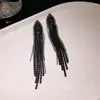 Brincos de Franja Triangulares com Cravação de Diamantes Agulha de Prata High-End Light Luxury Brincos Transfronteiriços Moda Personalidade Exagerada Tendência Joia de Orelha Atacado