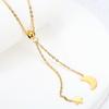 Collar con colgante de estrella y luna con borlas, estilo moderno y sencillo, de acero inoxidable, estilo academia, para mujer
