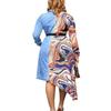 Fornecimento Jeans chiffon costura corte único moda vestido camisa solto Europa, América e África tamanhos especiais