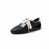 Sapatos Rasos Morais Super Populares e Versáteis em Camurça Color Block Primavera 2025 Couro Genuíno para Viagem Casuais com Cadarço para Mulheres