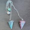 Colgante de Péndulo con Forma de Cono de Cristal Natural, Péndulo Cono Hexagonal de Ágata, Piedra Rombo de Seis Lados con Forma de Bala Facetada