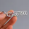 Placa de Número de Telefone Vazada Chaveiro Digital em Aço Inoxidável Pingente para Chave de Carro Pingente Simples Prático Personalizado