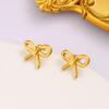Pendientes de acero inoxidable con lazo, superventas en Amazon. Diseño nicho coreano. Pendientes de oro de 18 quilates. ¡Explosiones al por mayor!