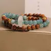 Pulseira Círculo Duplo Cook para Mulheres Nova Chinoiserie Luxo Acessível Nicho Requintado Retro Jade Azul Água Calcedônia Anel Corrente Pulseira