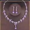 Versátil Conjunto de Joyería de Boda con Pedrería en Forma de Gota de Agua Venta al por Mayor Conjunto de Collar y Pendientes Nupciales Europeos y Americanos Accesorios