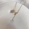 Collar elegante y romántico con forma de rosa, estilo retro, estilo francés, con forma de gota de agua y cadena para clavícula.