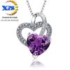 Colar curto com pingente de amor Eros estilo coreano, joias microincrustadas, pingente em forma de coração com diamante roxo