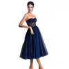 Amazon AliExpress Estación Independiente Comercio Exterior Elegante Encaje Aumentar Vestido de Noche Baile Vestido Midi Multicolor Tubo