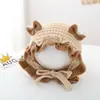 Gorro de lana con encaje para bebé de otoño e invierno, gorro de pescador dulce para niña bebé y niño pequeño, gorro tejido estilo coreano de princesa con protección para las orejas
