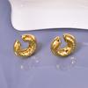E151 Clip para oreja de dona retro europeo y americano sin agujero en la oreja textura geométrica hueco anillo para la oreja baño de oro 18k joyería