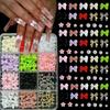 12 celosías lazo flor de perla joyería para uñas lazo de aleación pedrería rojo neto accesorios para uñas de uso diy