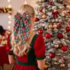 Cinta de Moño Estampada con Muñeco de Nieve y Santa Claus Pinza de Resorte Hombre de Jengibre Lindo Patrón de Árbol Verde Pinza para el Cabello
