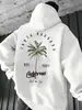 Sudadera con capucha de moda unisex con estampado de palmeras 2026 Otoño e Invierno Casual Holgada Estilo Callejero Cálida