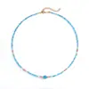 Diseño de Joyería Europea y Americana Piedra Natural Cristal Cuentas de Arroz Versátil Moda Chapado al Vacío Oro de 18 Quilates Lujo Ligero Collar Corto para Mujer