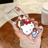 Sanrio Pastel de Rosquilla Hello Kitty Anillo Magnético Integrado Kt Cat Funda para Teléfono Apple 18Promax Cubierta Protectora